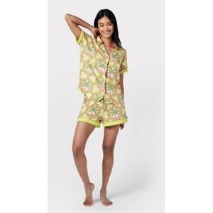 Chelsea Peers poly jersey‎ short sleeve Top and shorts pajama set yellow large